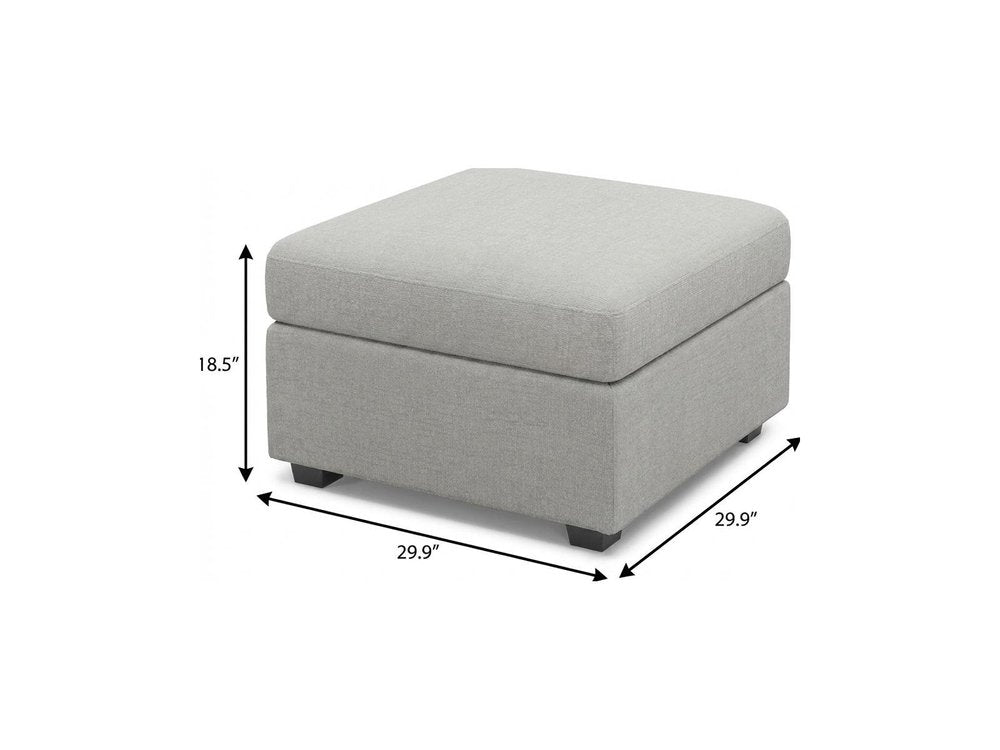 Beige and Black Chenille Storage Ottoman - 30-inch