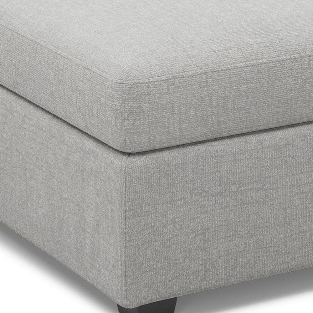 Beige and Black Chenille Storage Ottoman - 30-inch