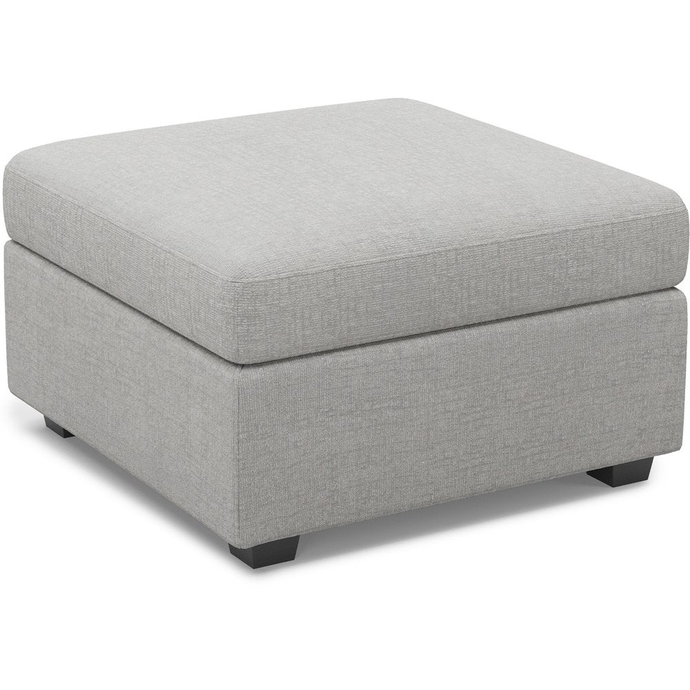 Beige and Black Chenille Storage Ottoman - 30-inch