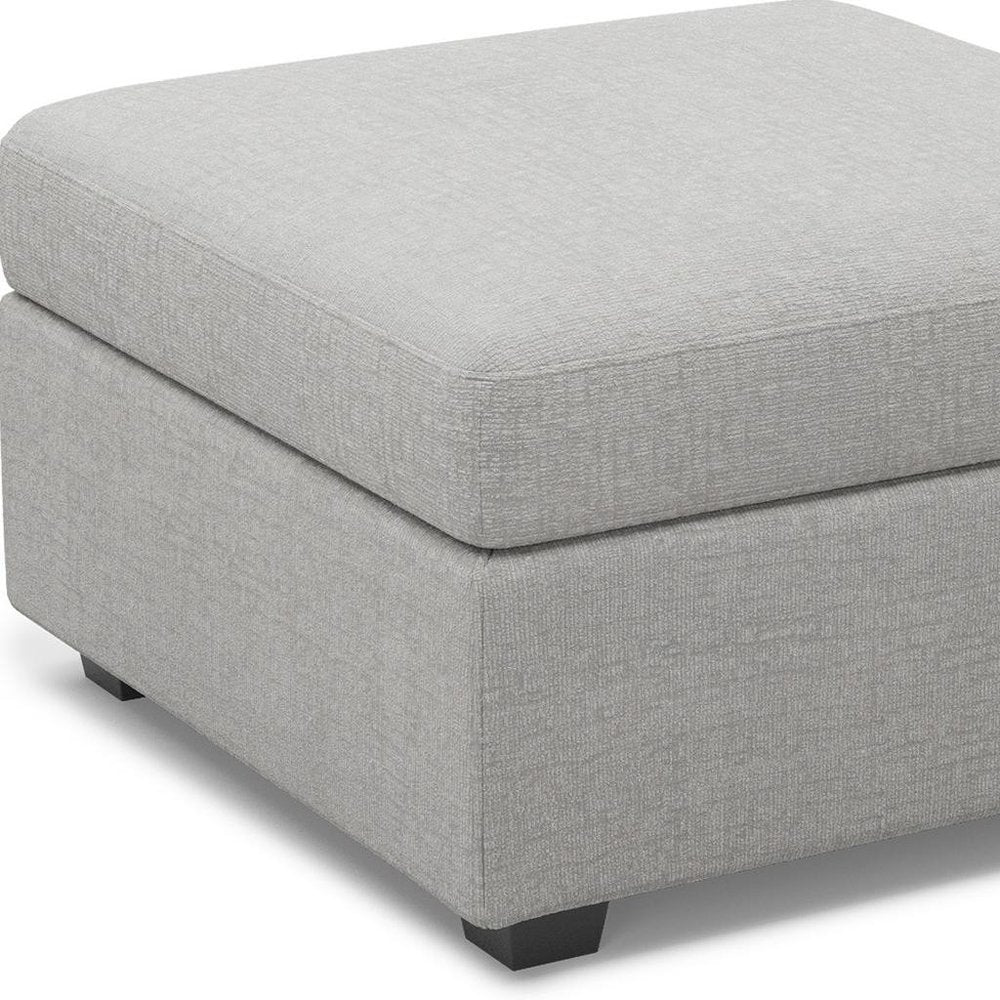 Beige and Black Chenille Storage Ottoman - 30-inch