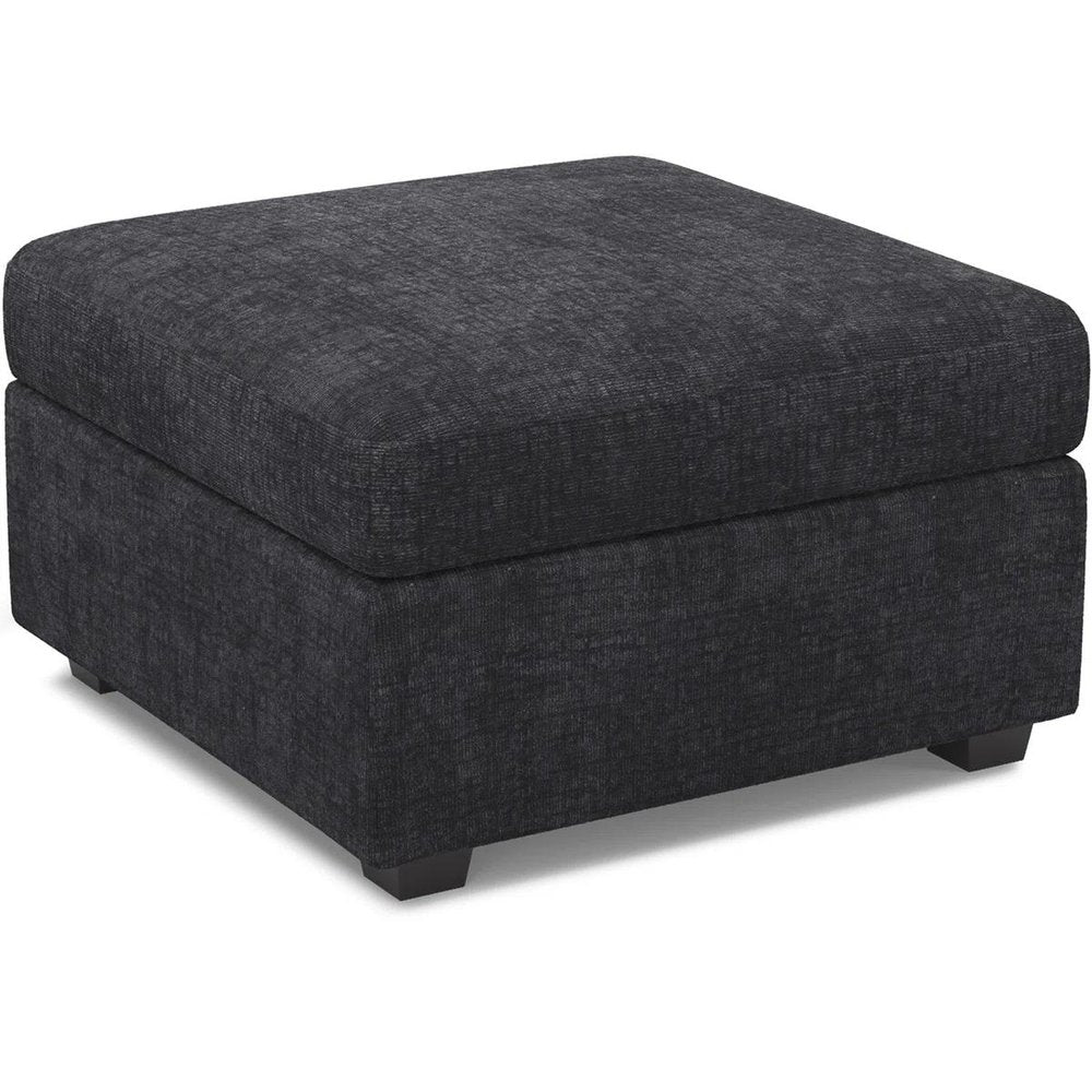 Beige and Black Chenille Storage Ottoman - 30-inch