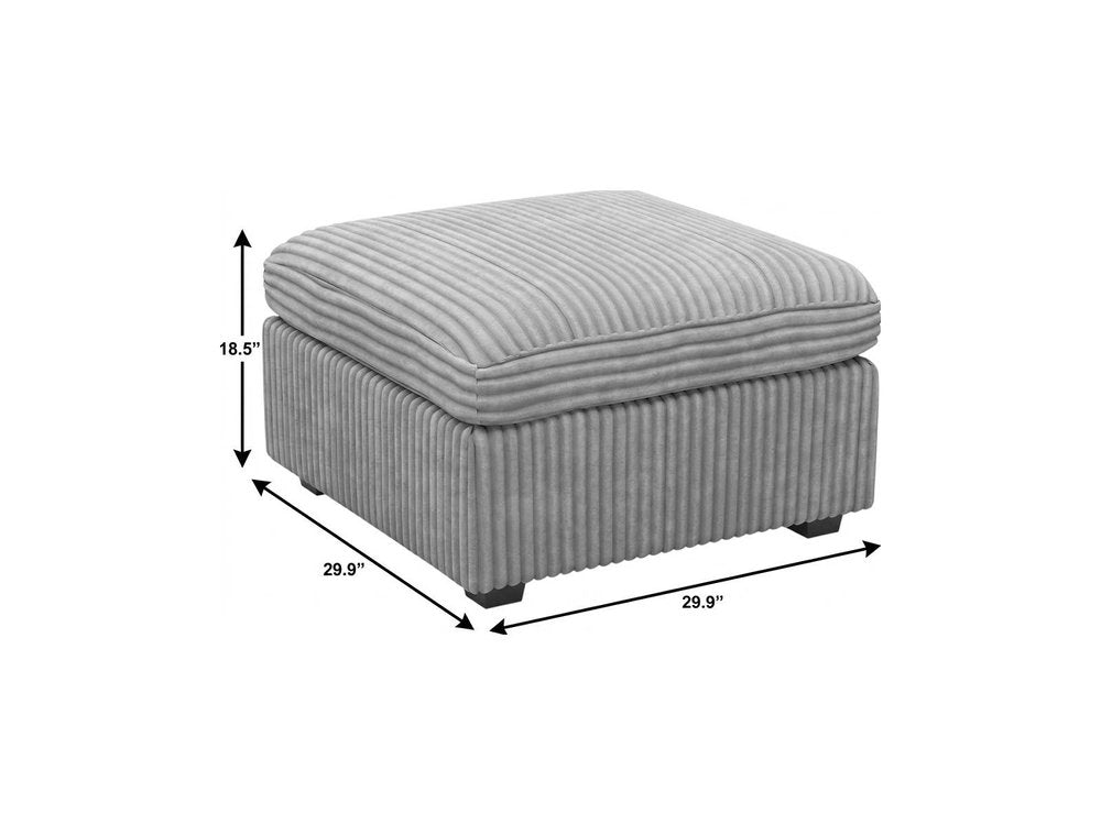 Beige and Black Chenille Storage Ottoman - 30-inch