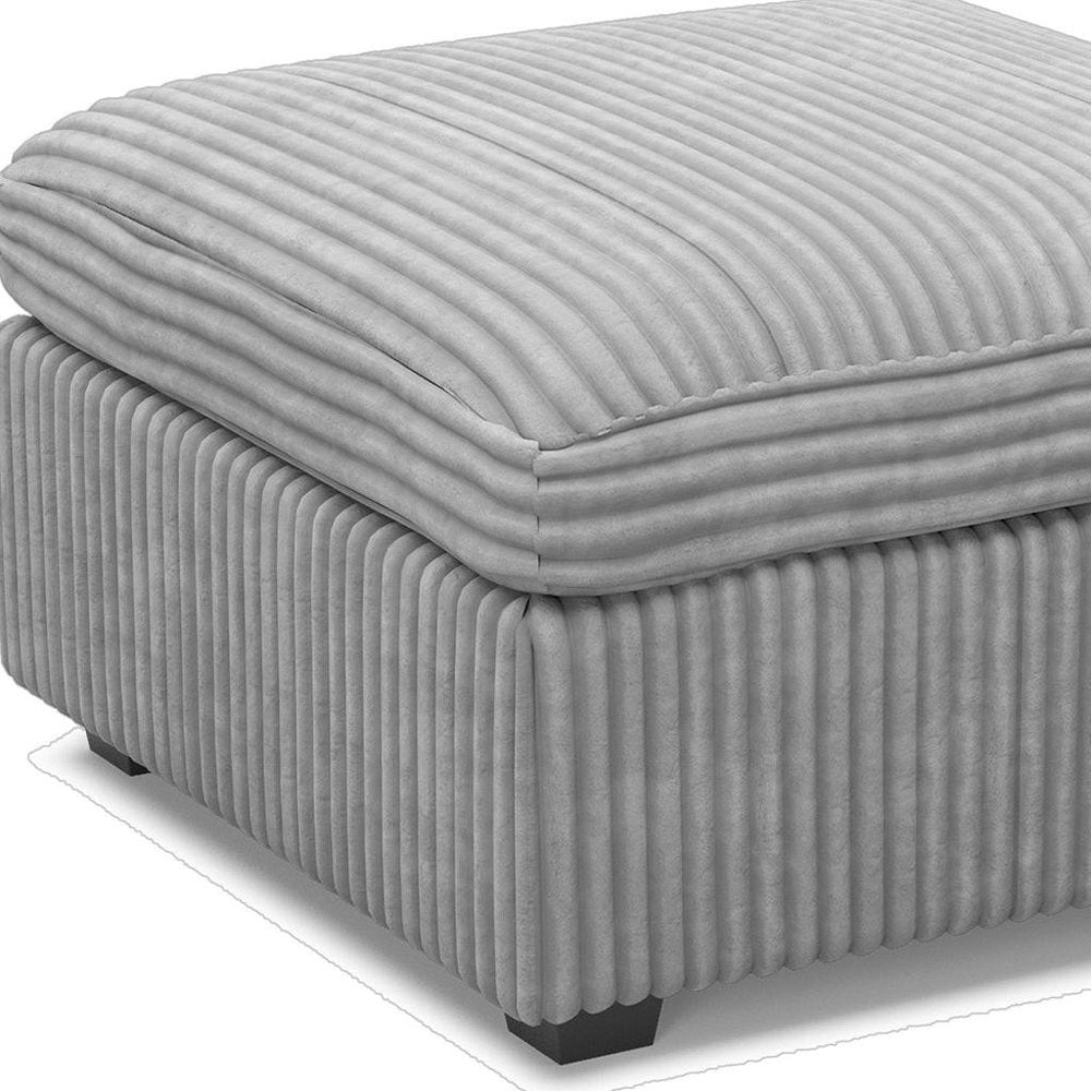Beige and Black Chenille Storage Ottoman - 30-inch