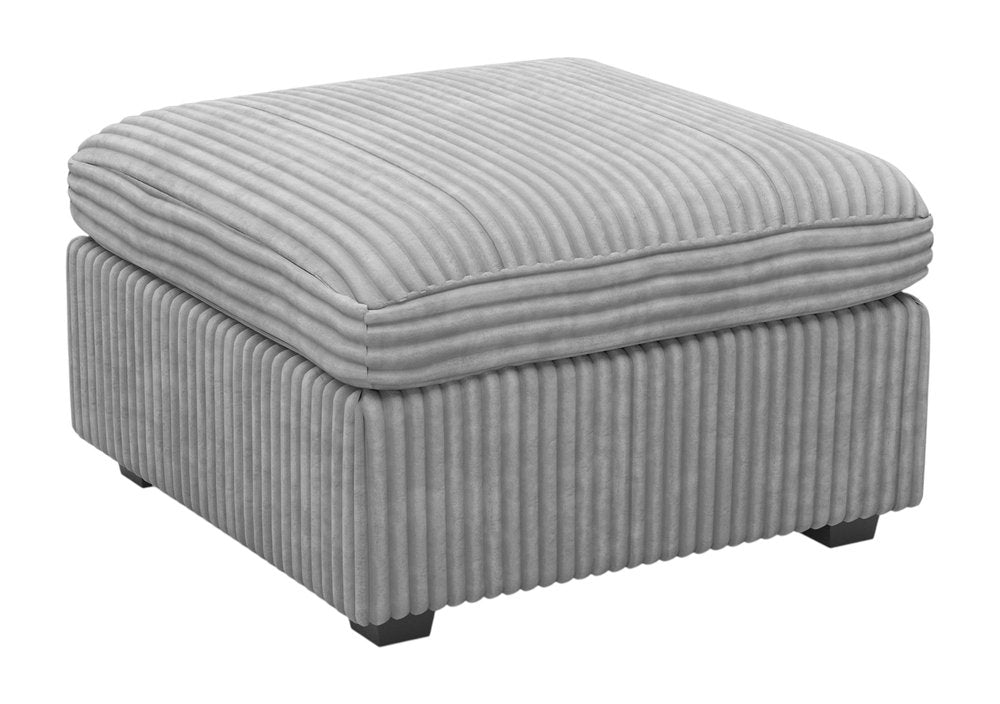 Beige and Black Chenille Storage Ottoman - 30-inch