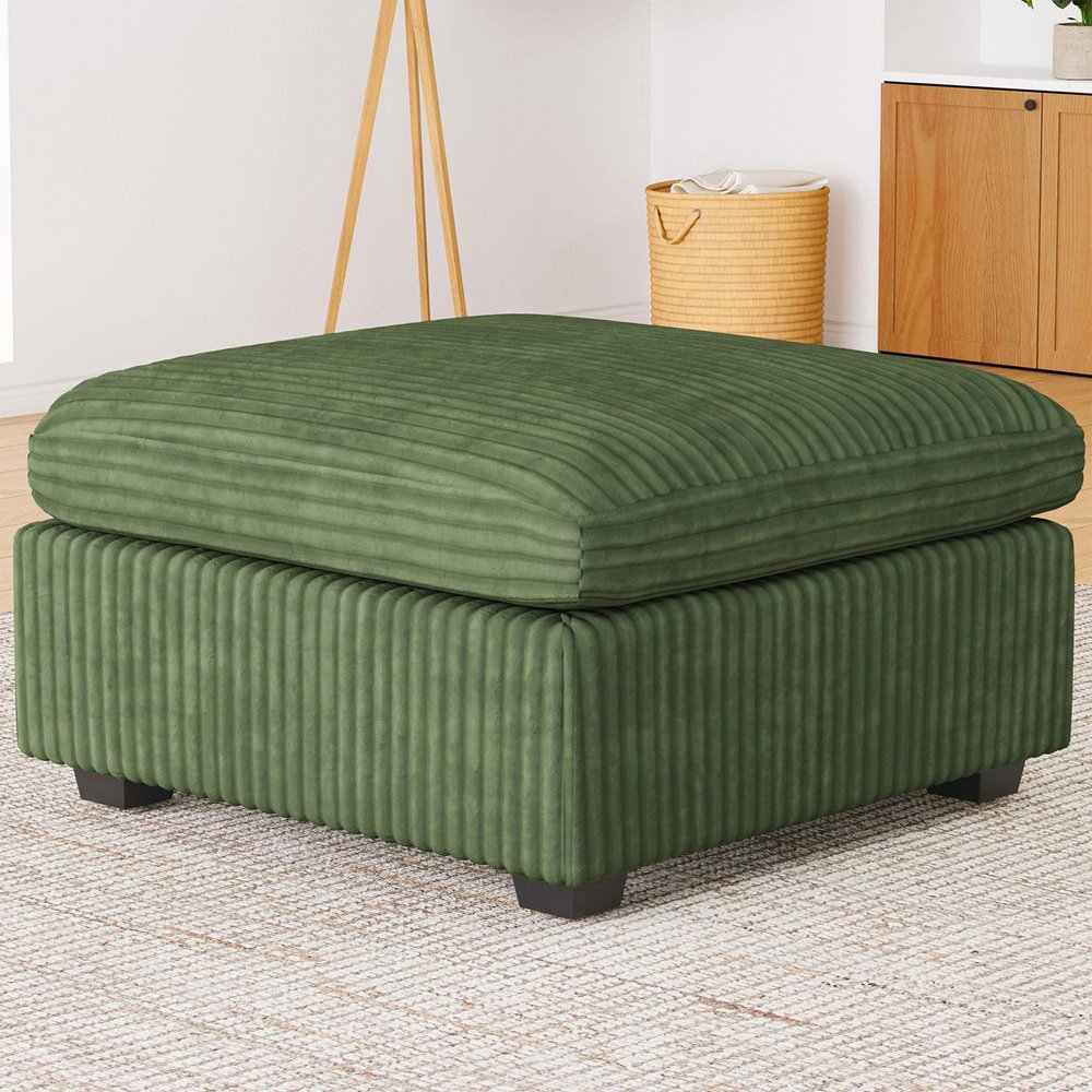 Beige and Black Chenille Storage Ottoman - 30-inch