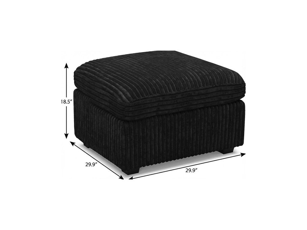 Beige and Black Chenille Storage Ottoman - 30-inch