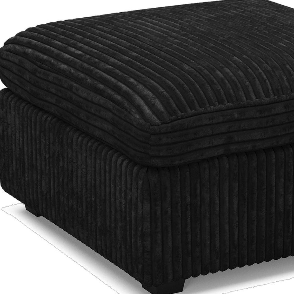 Beige and Black Chenille Storage Ottoman - 30-inch