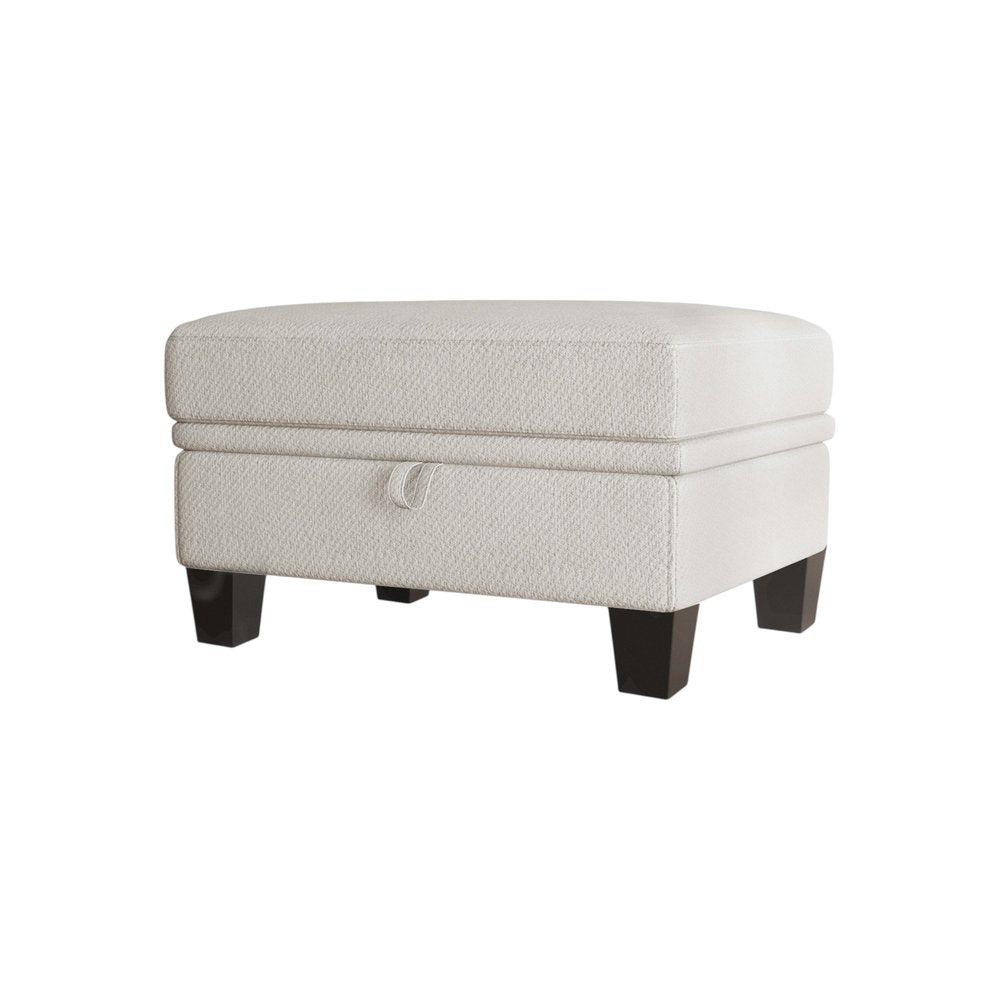 Beige and Black Chenille Storage Ottoman - 29-inch