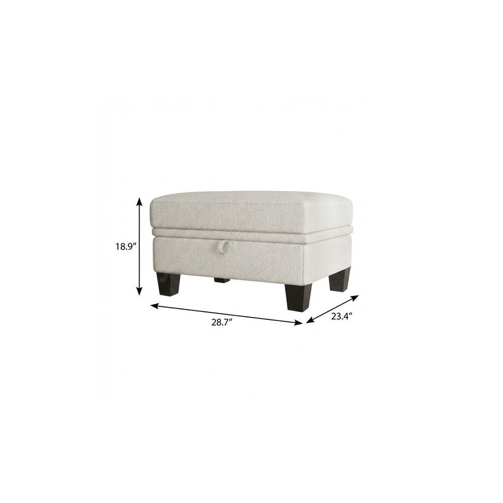 Beige and Black Chenille Storage Ottoman - 29-inch