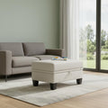 Beige and Black Chenille Storage Ottoman - 29-inch