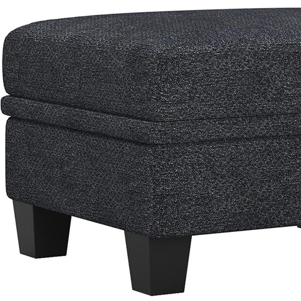 Gray and Black Chenille Storage Ottoman - 29-inch