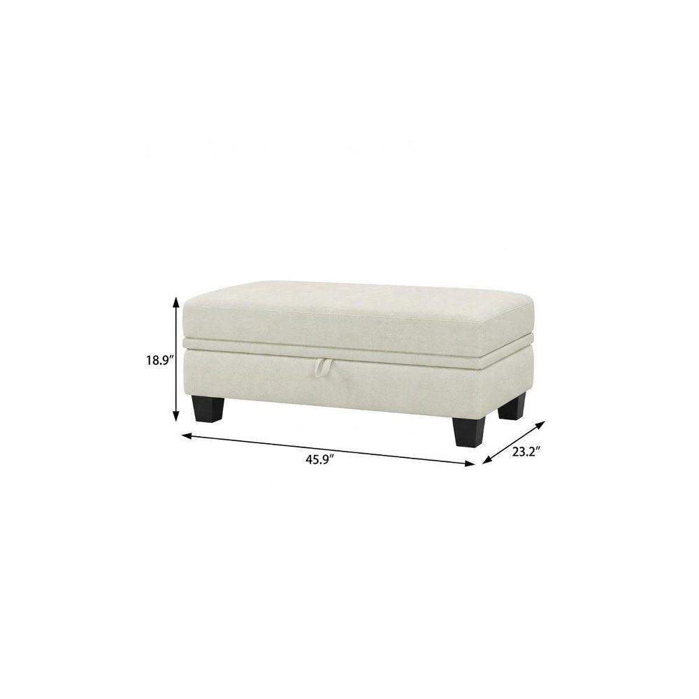 Beige and Black Chenille Storage Ottoman - 46-inch