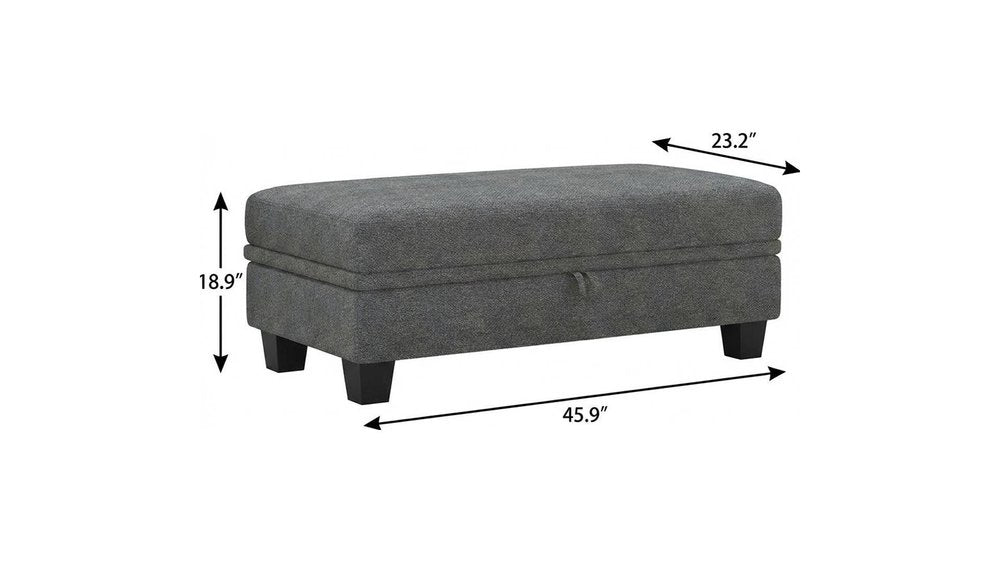 Beige and Black Chenille Storage Ottoman - 46-inch