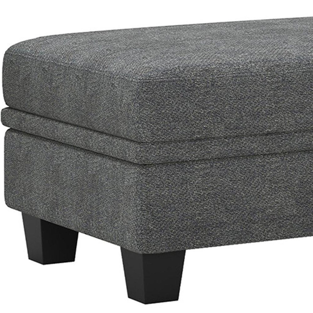 Beige and Black Chenille Storage Ottoman - 46-inch