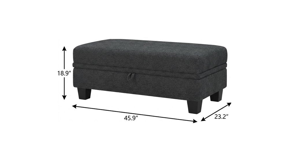 Beige and Black Chenille Storage Ottoman - 46-inch