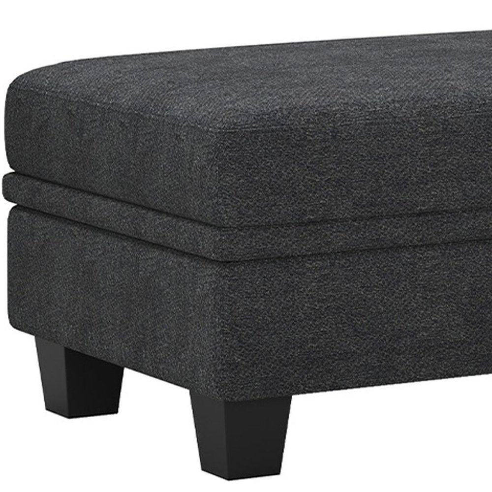 Beige and Black Chenille Storage Ottoman - 46-inch
