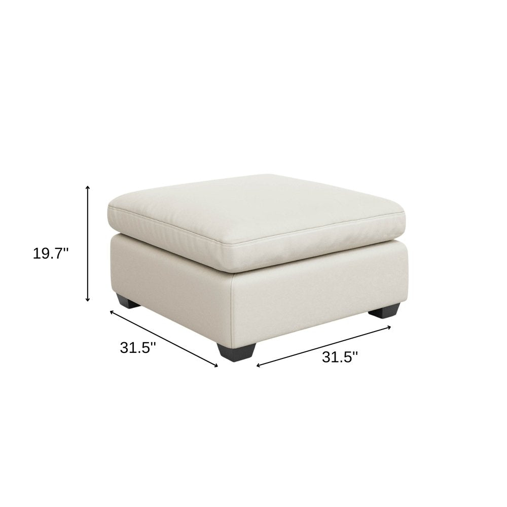 Beige and Black Velvet Ottoman - 32-inch