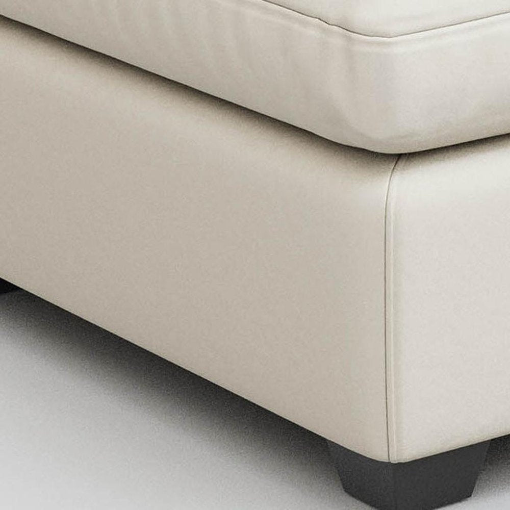 Beige and Black Velvet Ottoman - 32-inch