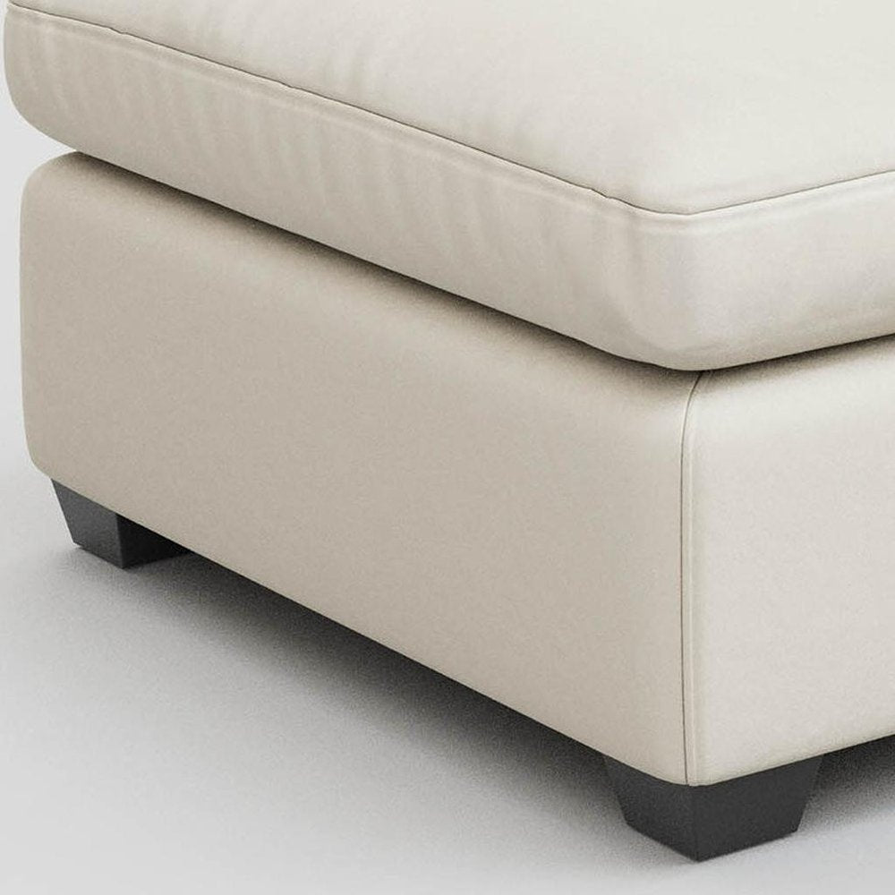 Beige and Black Velvet Ottoman - 32-inch