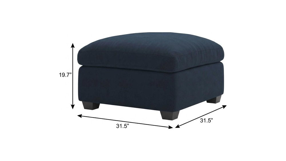 Beige and Black Velvet Ottoman - 32-inch