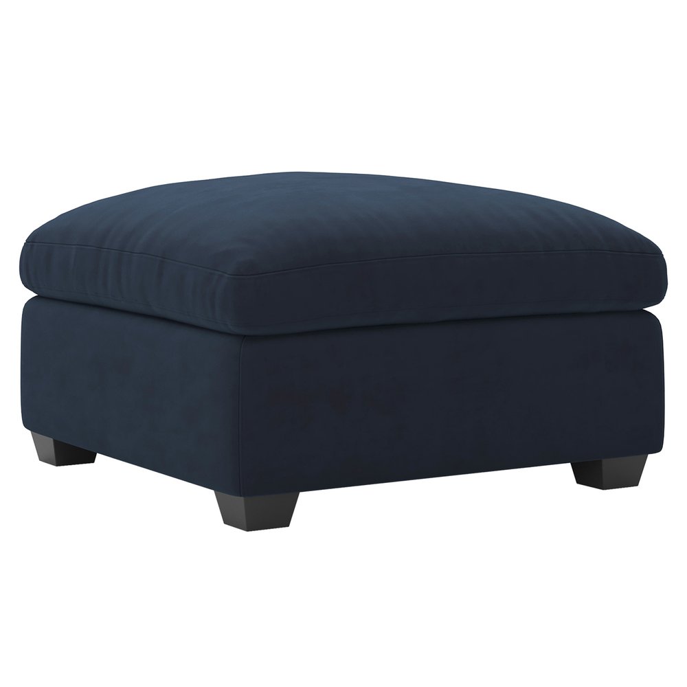 Beige and Black Velvet Ottoman - 32-inch