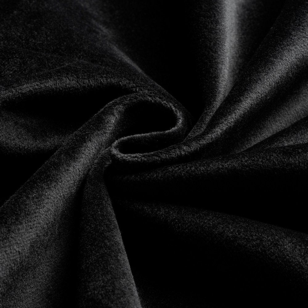 Beige and Black Velvet Ottoman - 32-inch