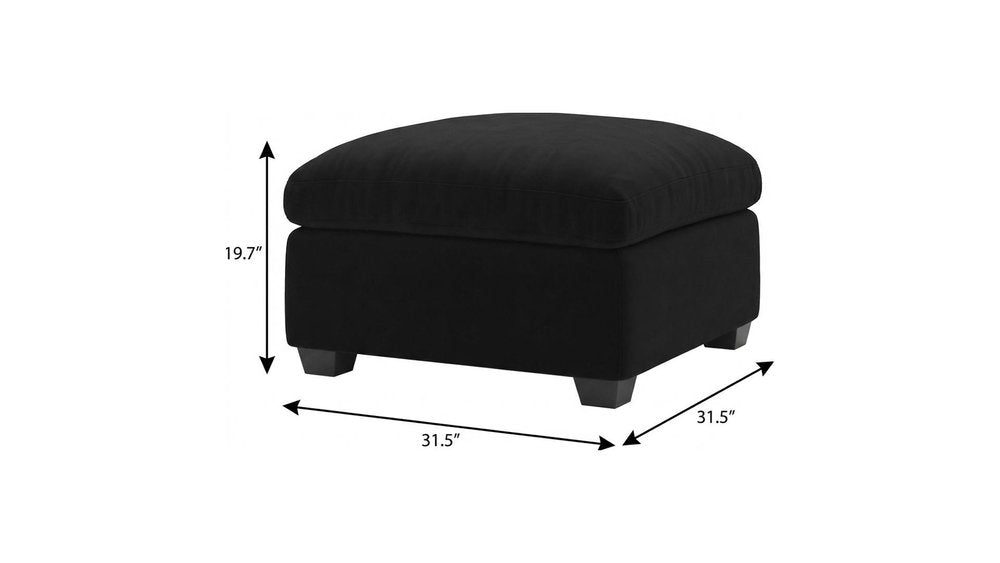 Beige and Black Velvet Ottoman - 32-inch