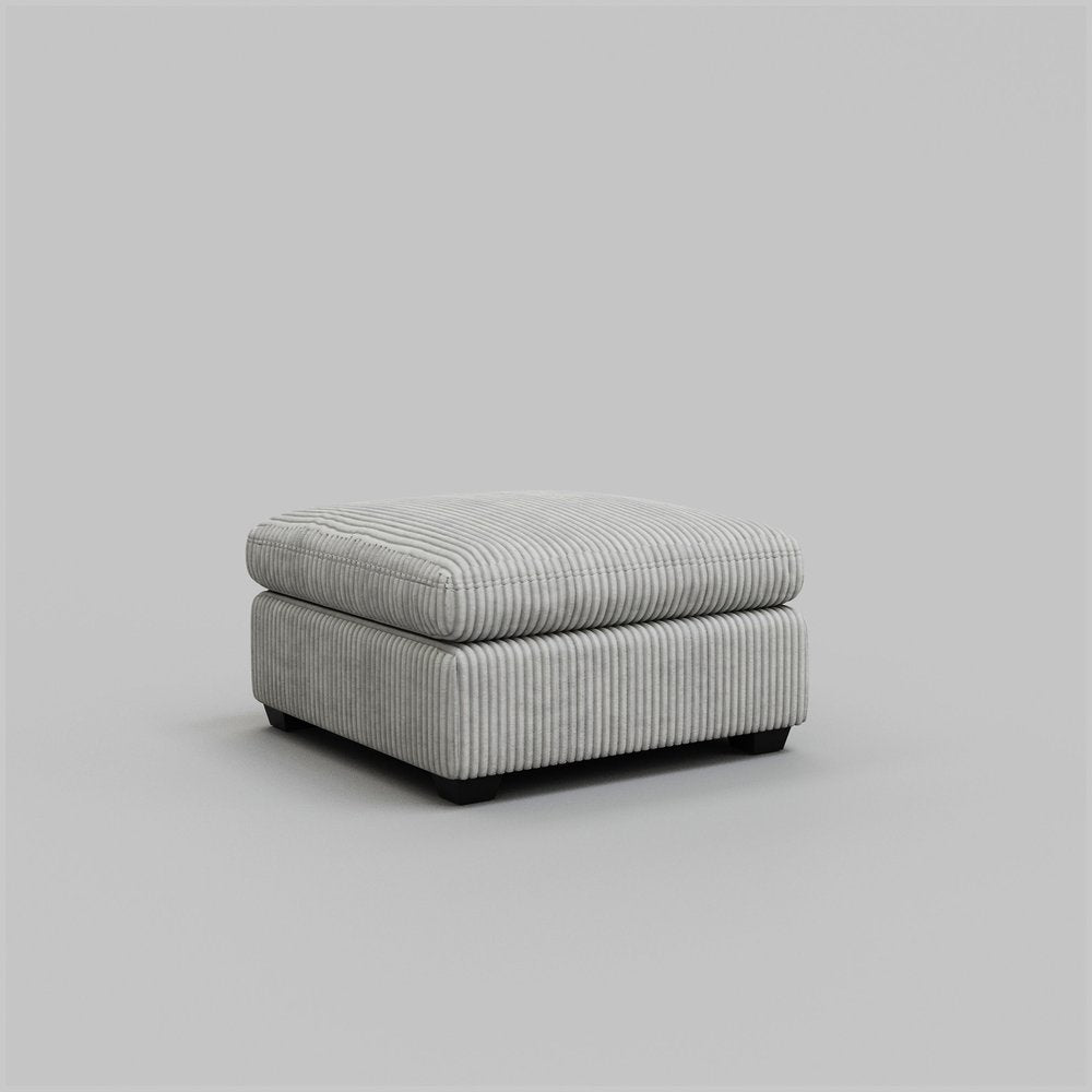 Beige and Black Velvet Ottoman - 32-inch