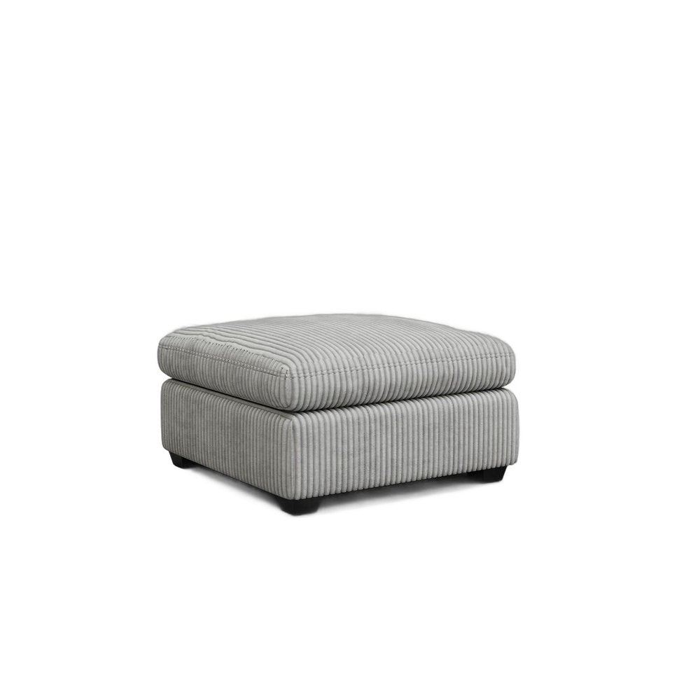 Beige and Black Velvet Ottoman - 32-inch