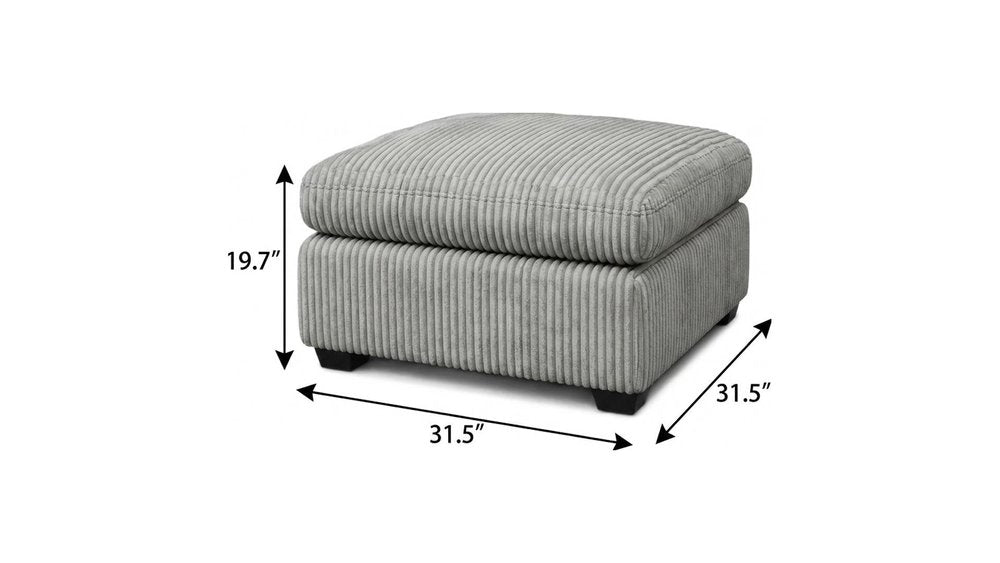 Beige and Black Velvet Ottoman - 32-inch
