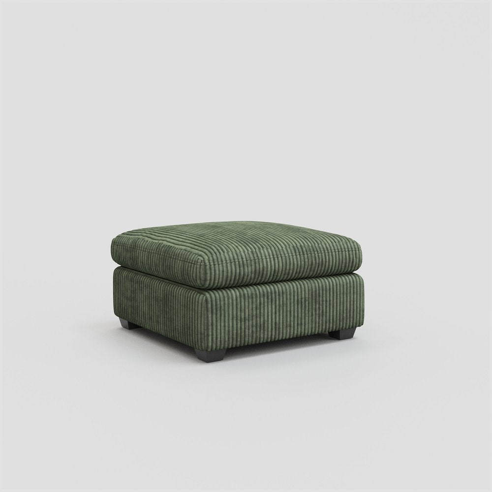 Beige and Black Velvet Ottoman - 32-inch