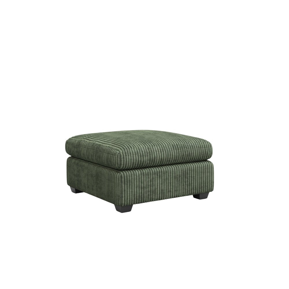 Beige and Black Velvet Ottoman - 32-inch