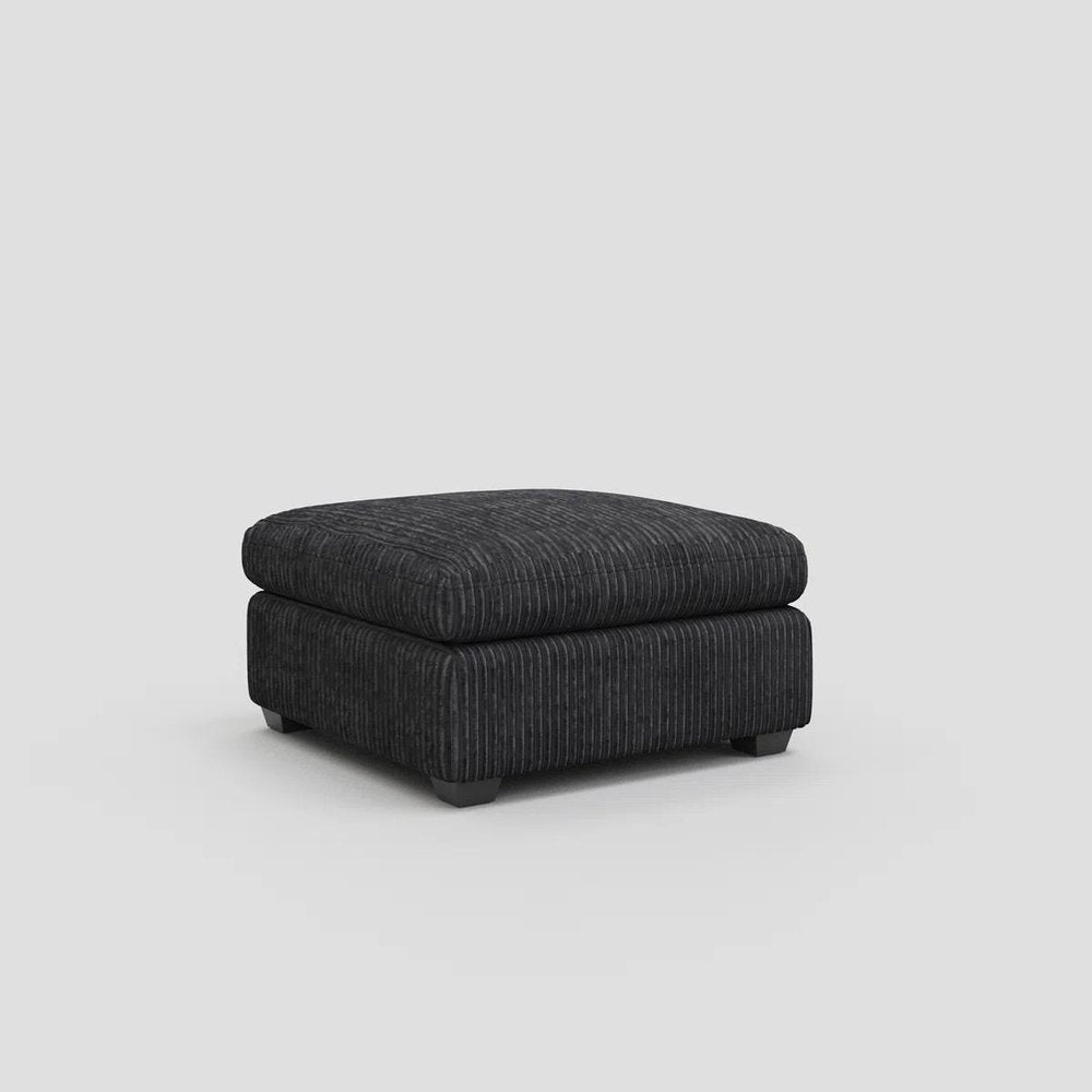 Beige and Black Velvet Ottoman - 32-inch