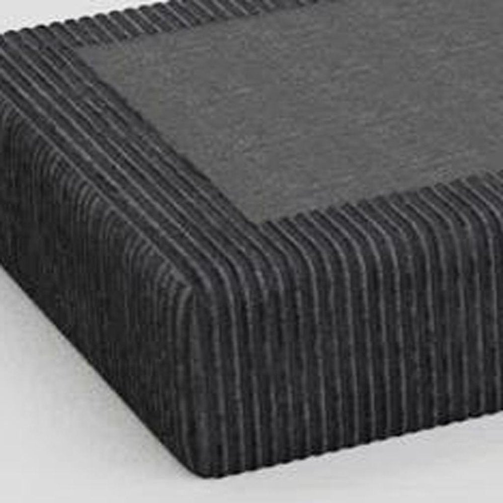 Beige and Black Velvet Ottoman - 32-inch
