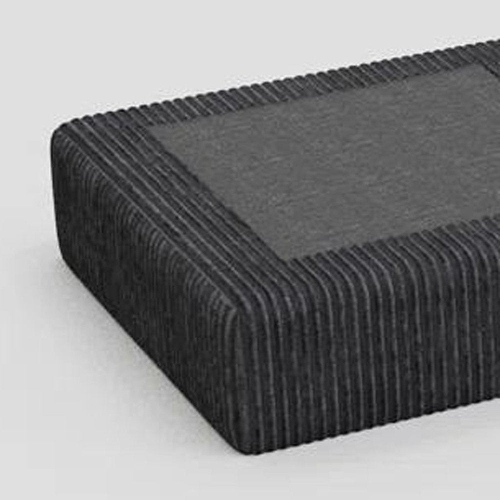 Beige and Black Velvet Ottoman - 32-inch