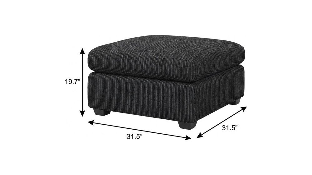 Beige and Black Velvet Ottoman - 32-inch