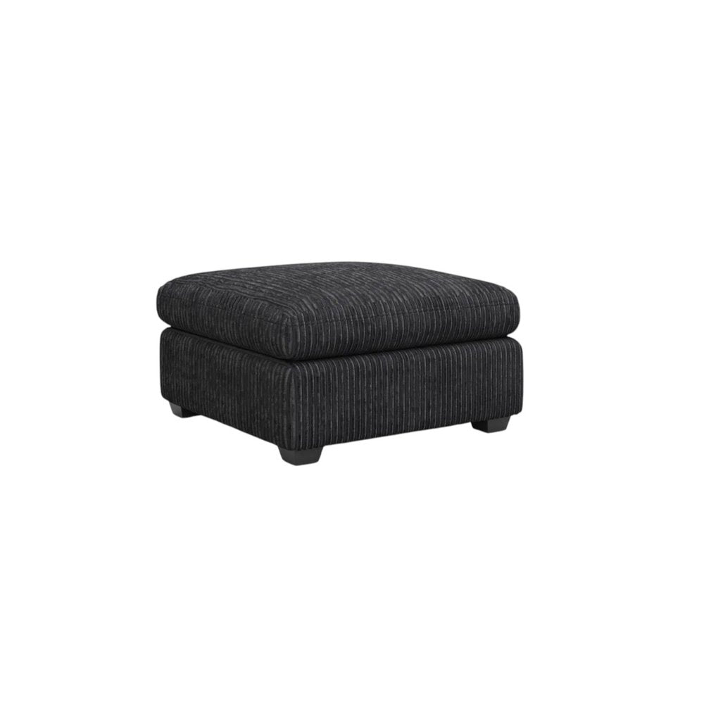 Beige and Black Velvet Ottoman - 32-inch