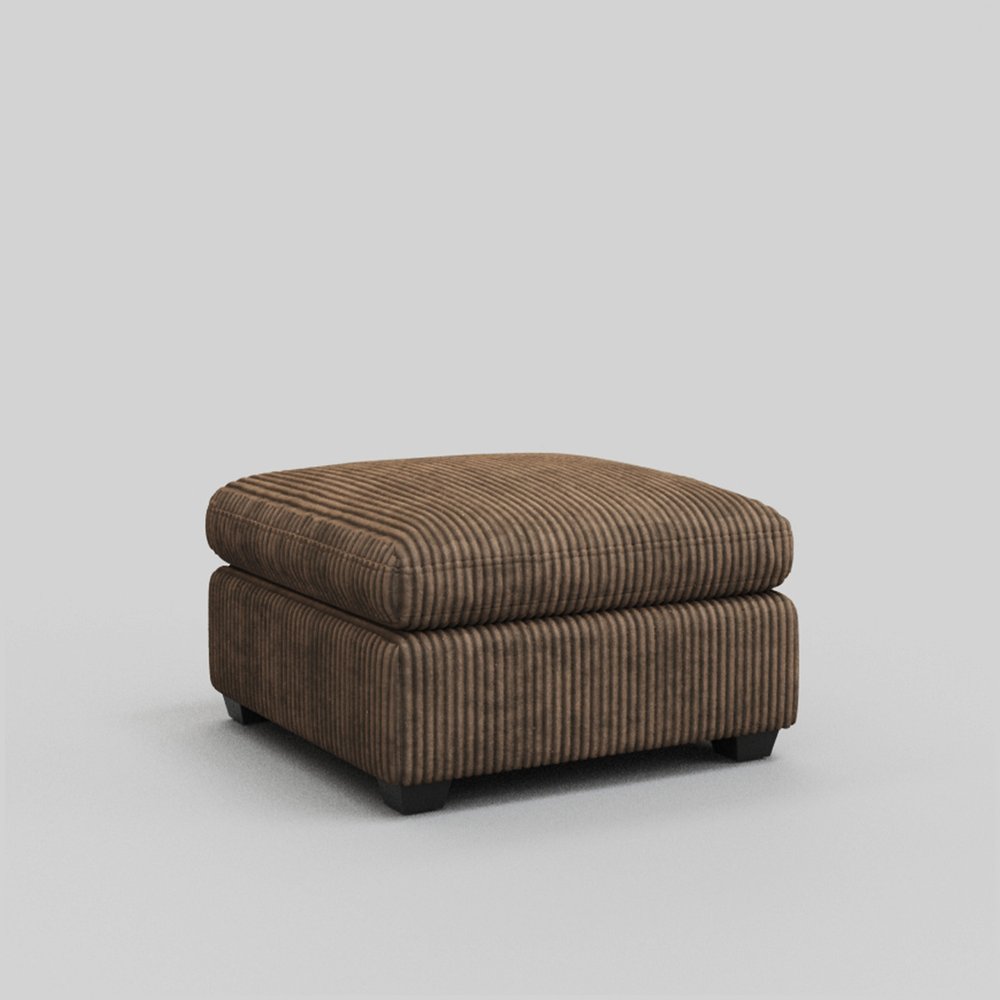 Beige and Black Velvet Ottoman - 32-inch