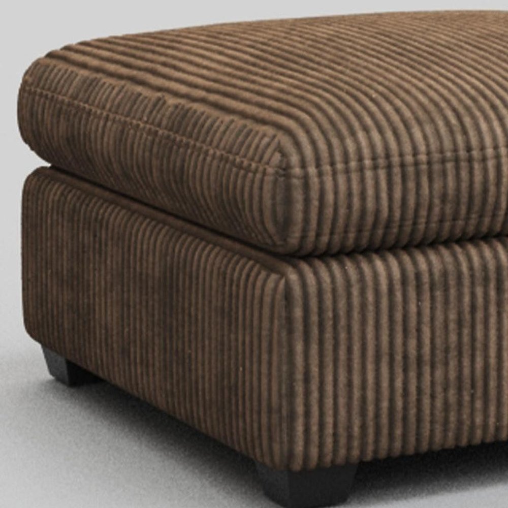 Beige and Black Velvet Ottoman - 32-inch