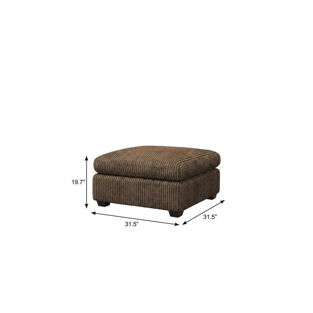 Beige and Black Velvet Ottoman - 32-inch