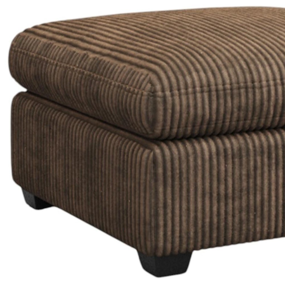 Beige and Black Velvet Ottoman - 32-inch