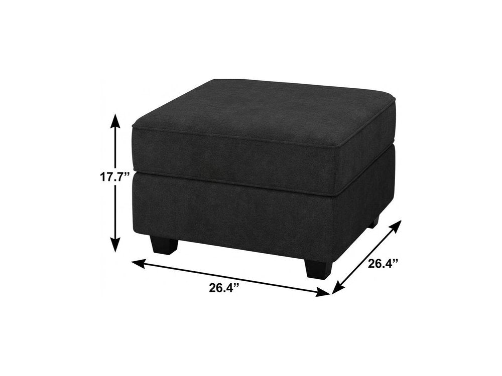 Teal Blue and Black Solid Wood and Microfiber Storage Ottoman - 26-inch
