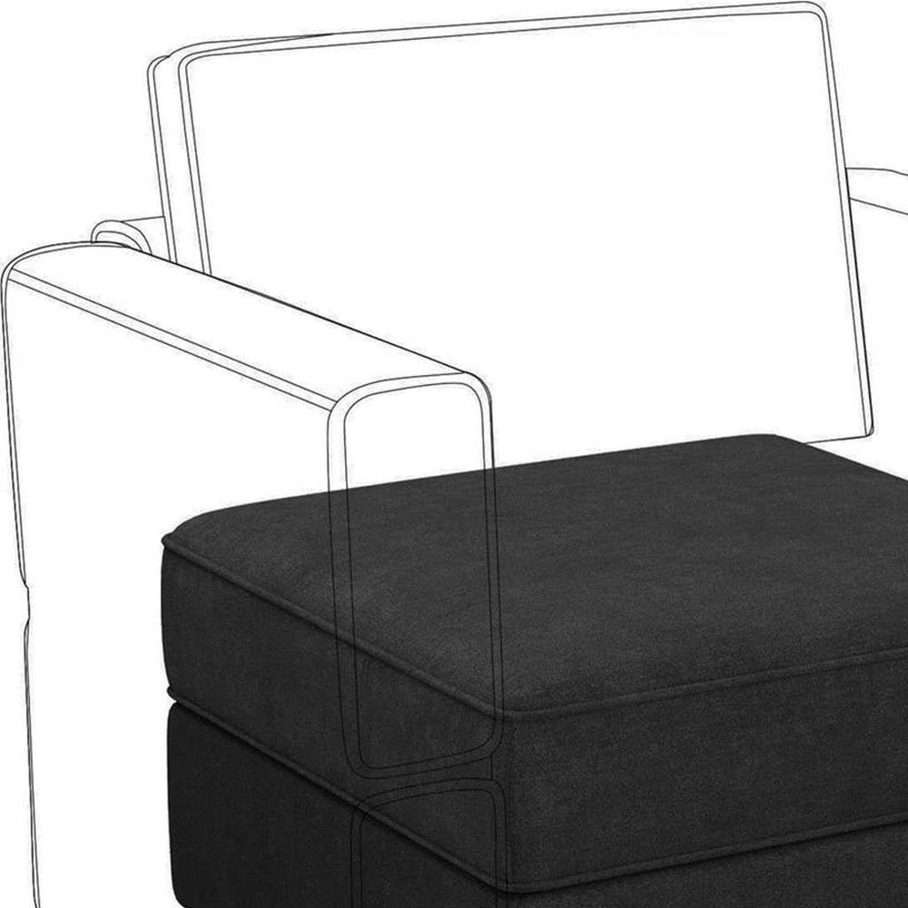 Teal Blue and Black Solid Wood and Microfiber Storage Ottoman - 26-inch