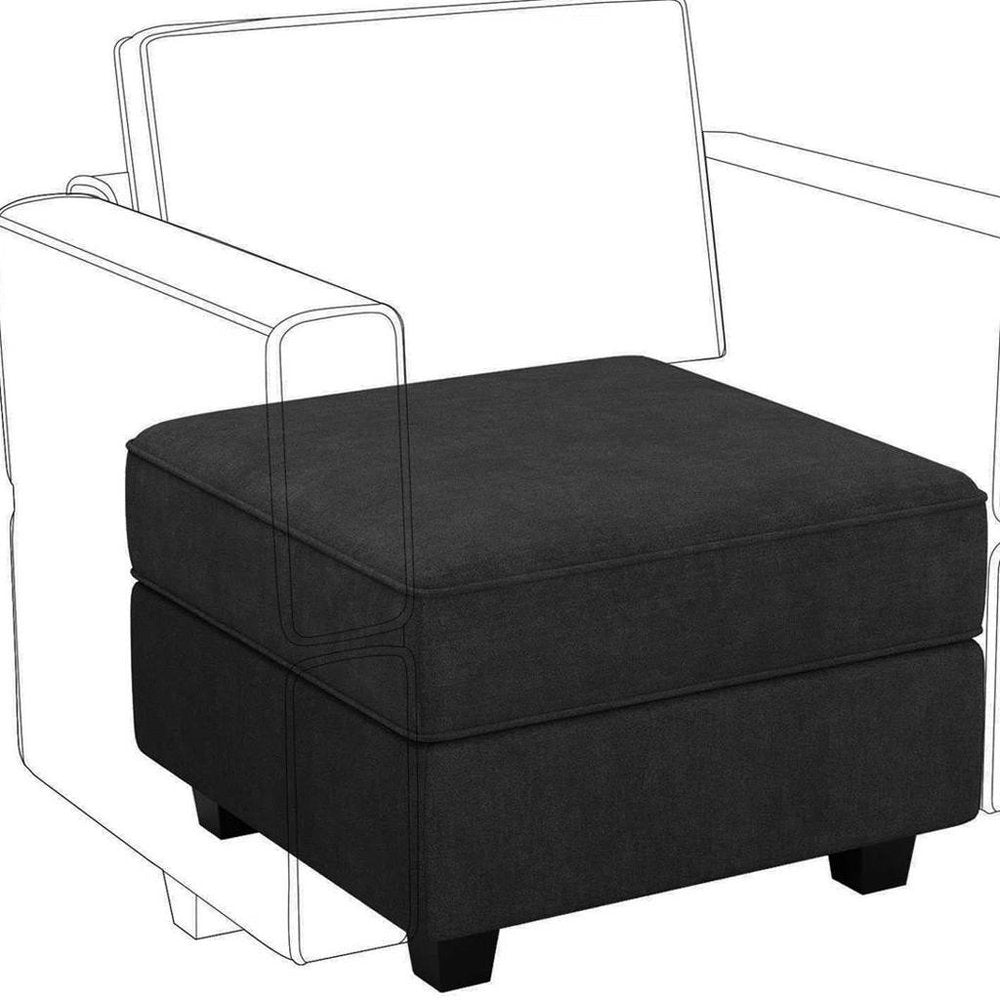 Teal Blue and Black Solid Wood and Microfiber Storage Ottoman - 26-inch