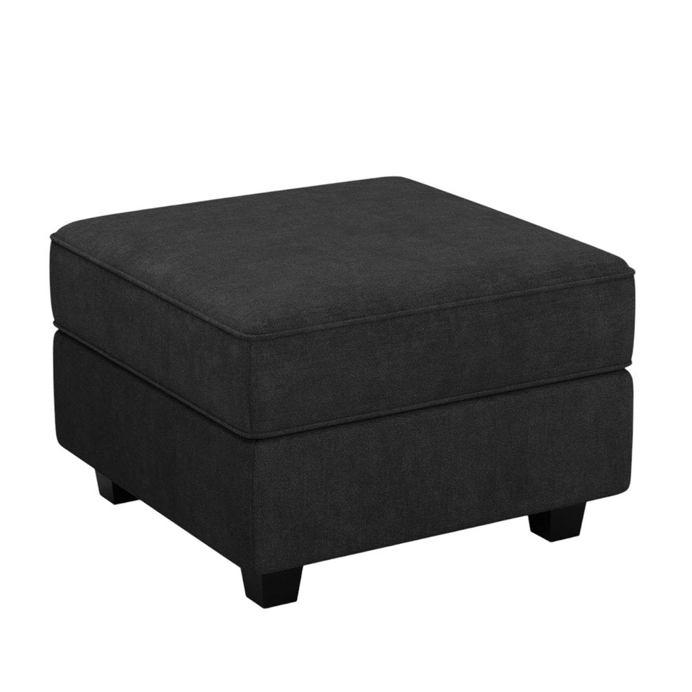 Teal Blue and Black Solid Wood and Microfiber Storage Ottoman - 26-inch
