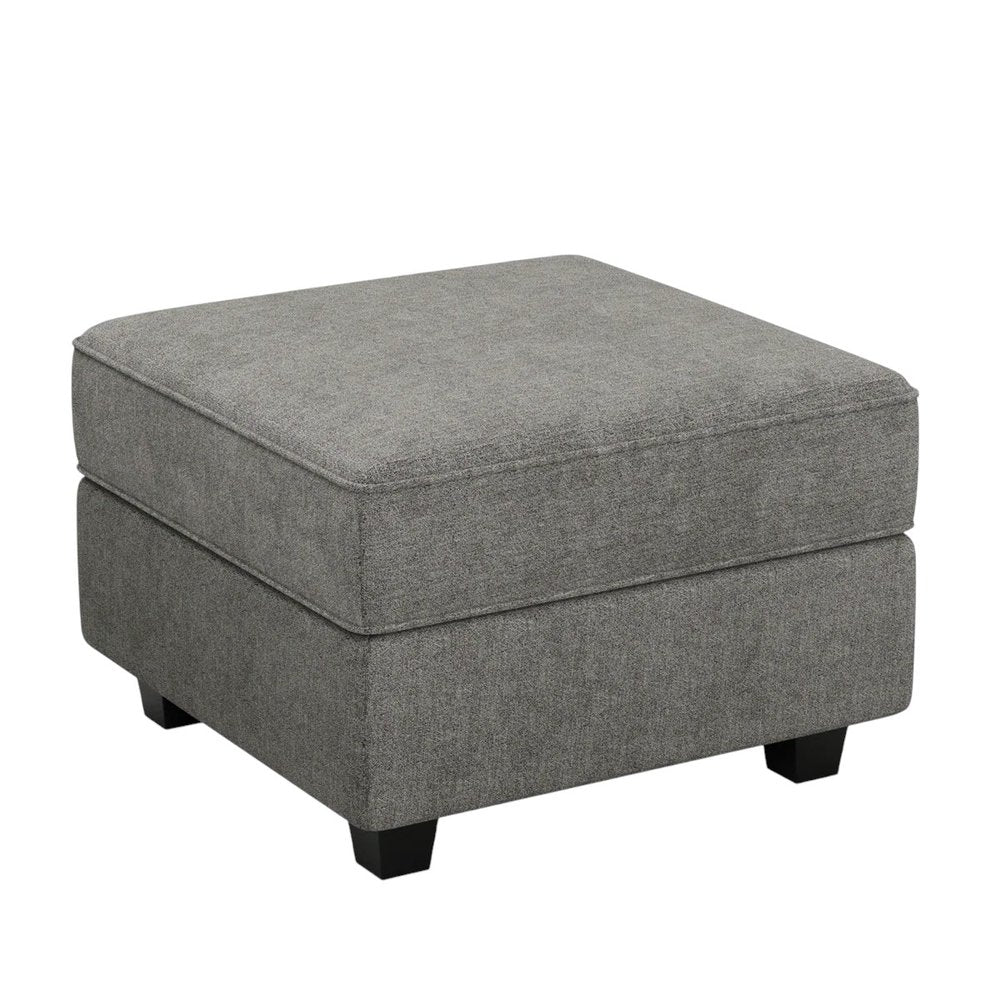 Teal Blue and Black Solid Wood and Microfiber Storage Ottoman - 26-inch