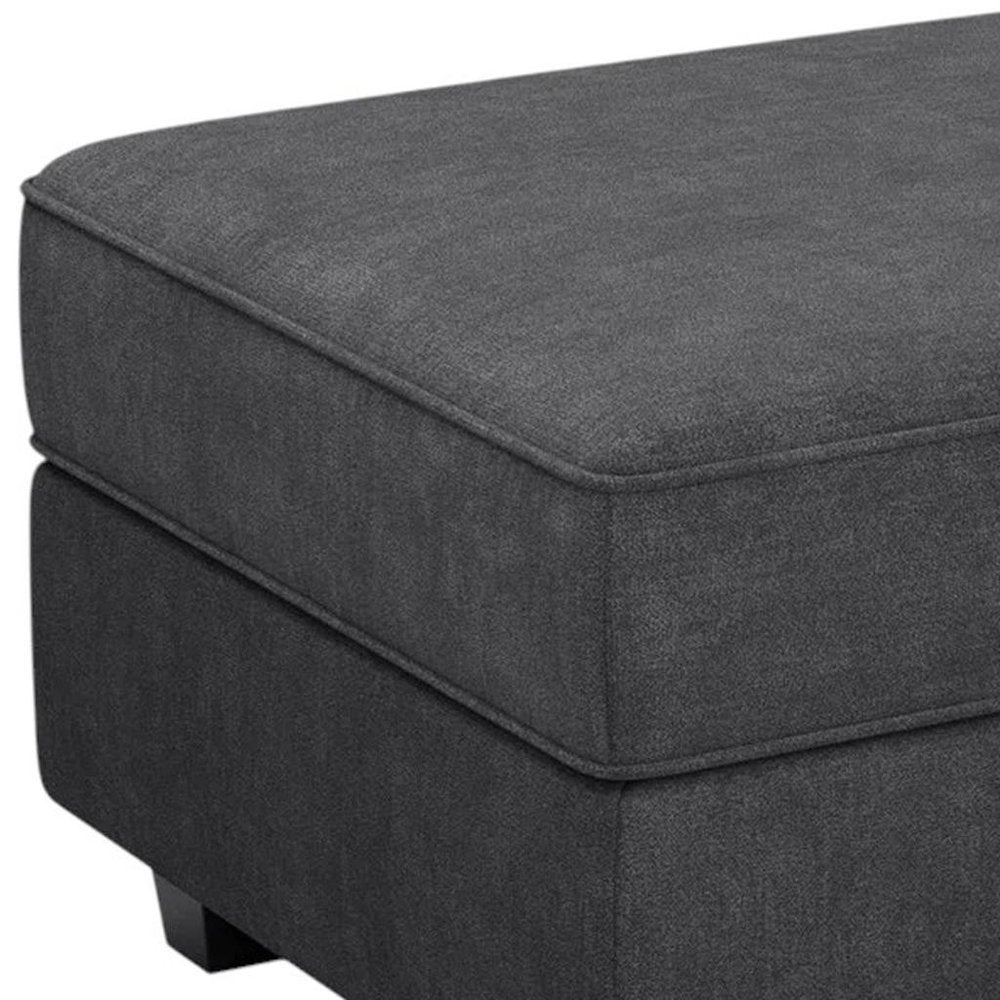 Teal Blue and Black Solid Wood and Microfiber Storage Ottoman - 26-inch
