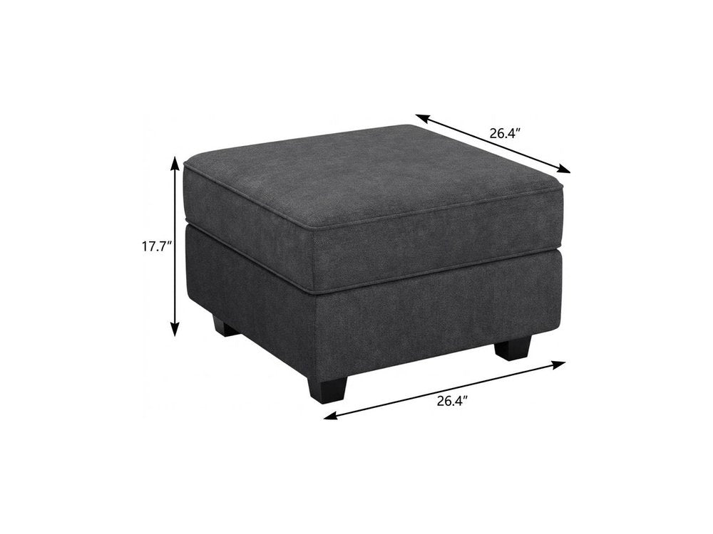 Teal Blue and Black Solid Wood and Microfiber Storage Ottoman - 26-inch