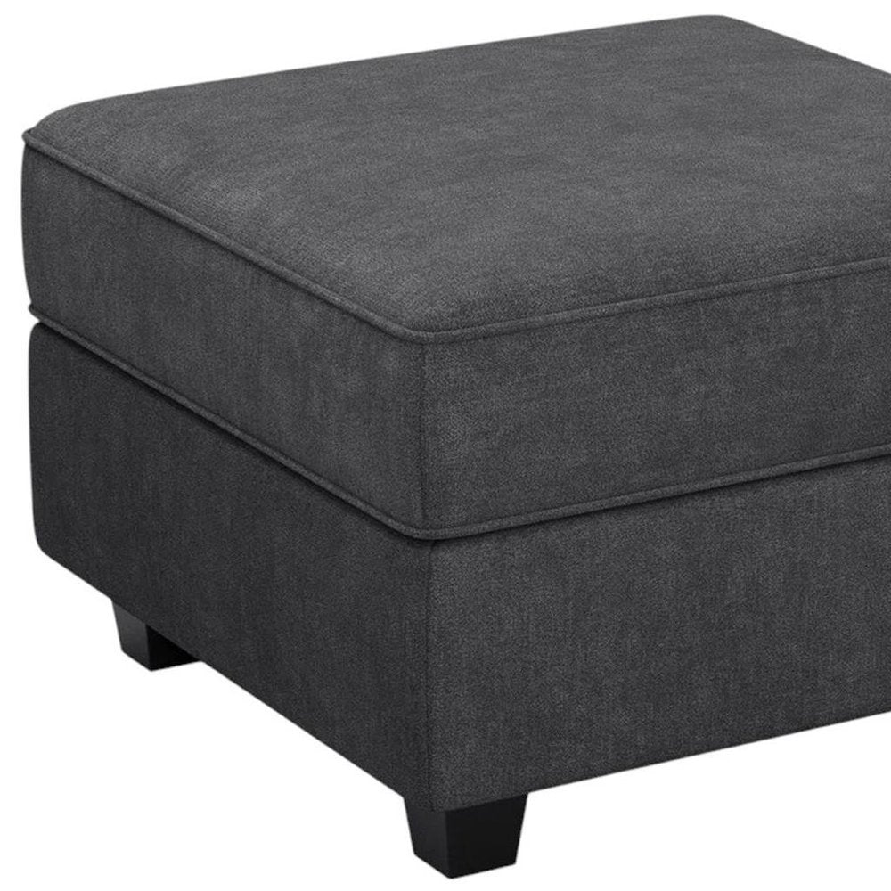 Teal Blue and Black Solid Wood and Microfiber Storage Ottoman - 26-inch