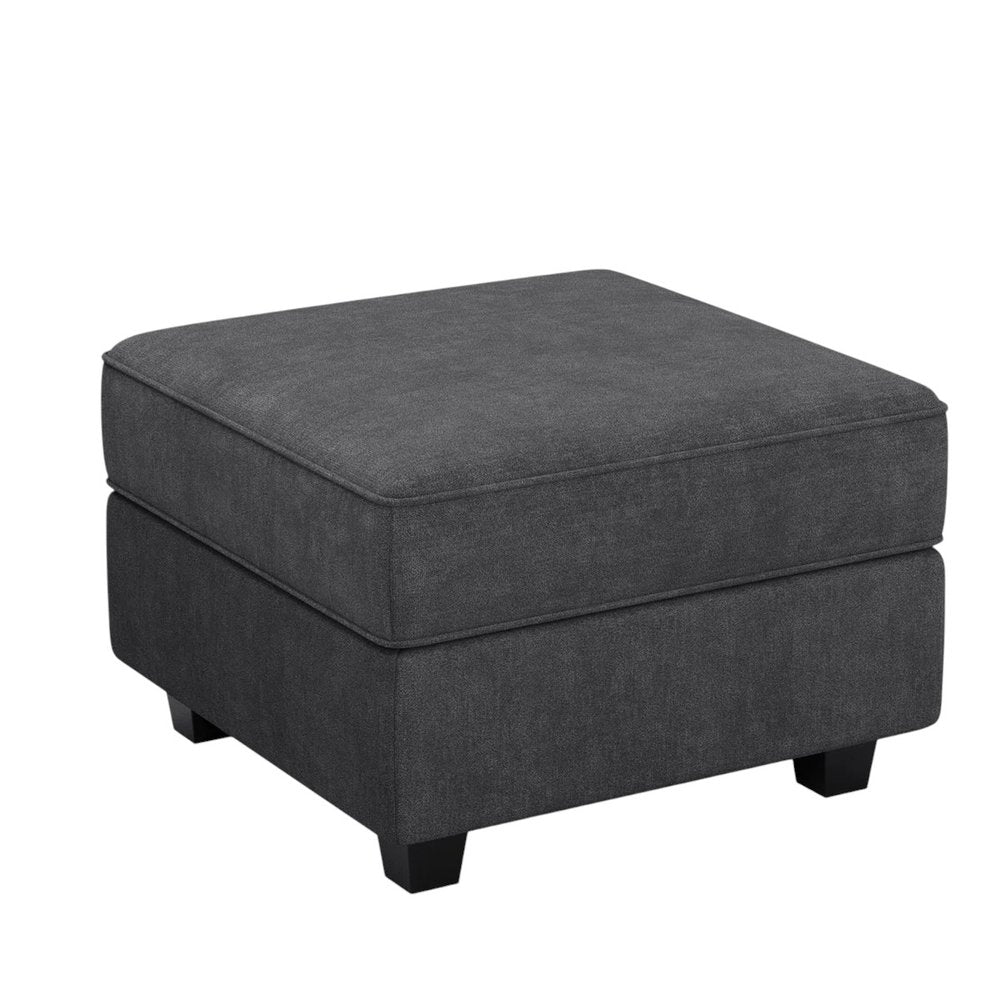 Teal Blue and Black Solid Wood and Microfiber Storage Ottoman - 26-inch